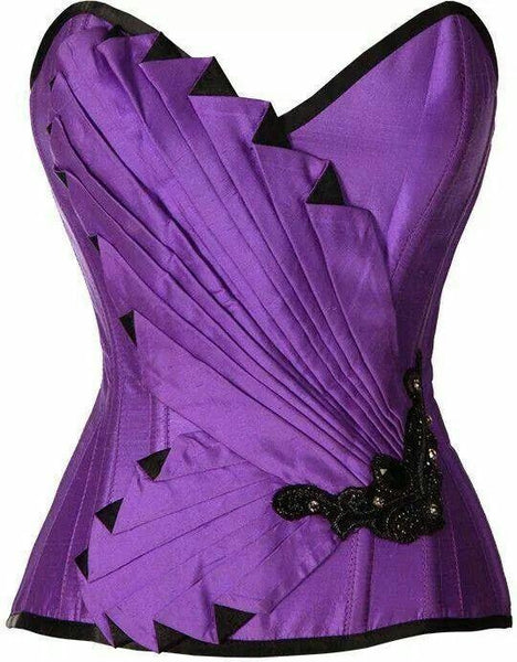 Courtnay Purple Satin Embroidered Overbust Corset