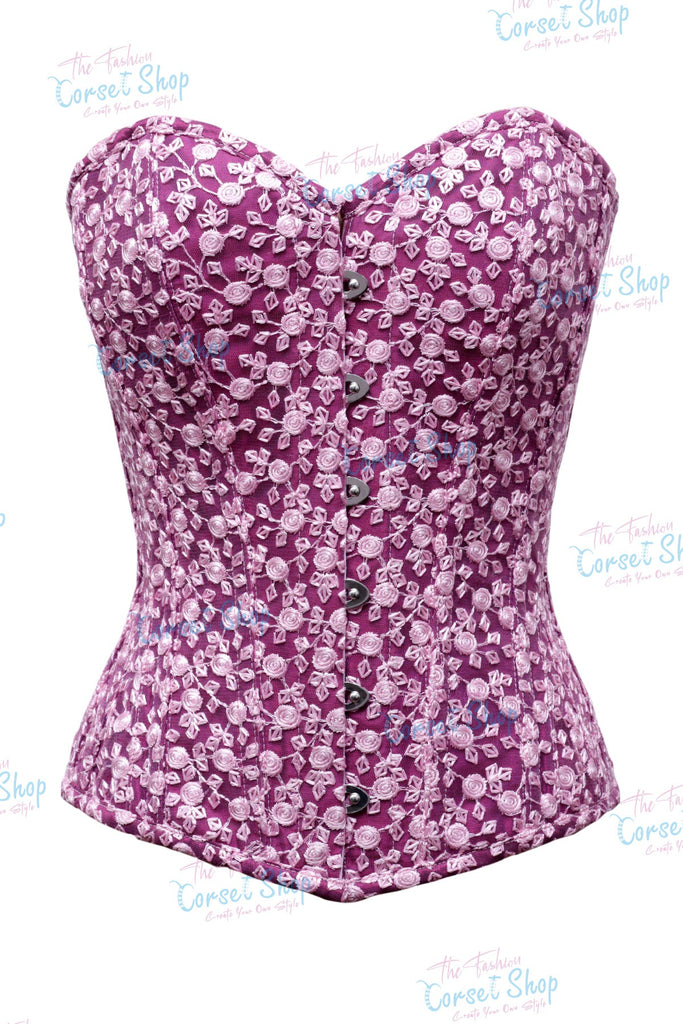 Toletti Baby Pink Floral Net Overlay Overbust Corset