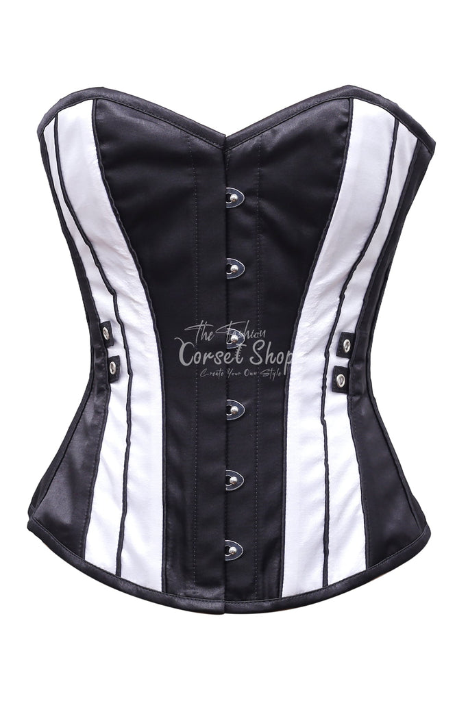 Marye Black & White Satin Overbust Corset
