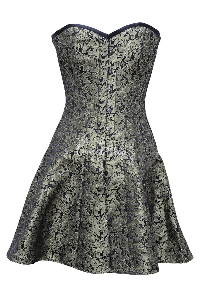 european corset dress Finally found a style that combines gentleness and vintage to give me my ideal look. , The fishbone design shows the European medieval retro aesthetic, and the floral embroidery depicts tenderness