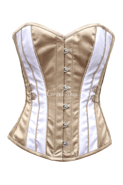 Spaeny Gold & White Satin Overbust Corset