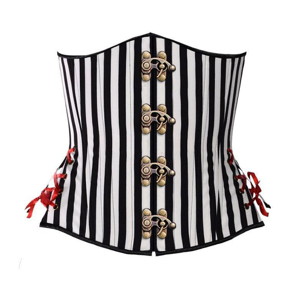 Ohio Black & White Taffeta Waist Training Corset