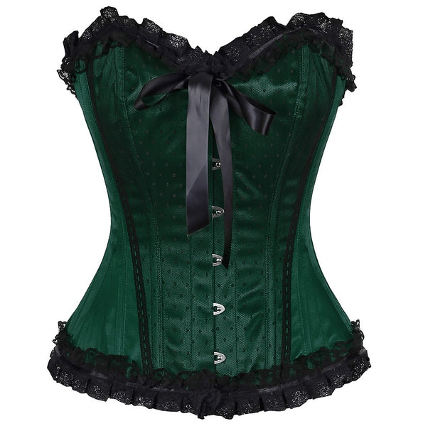 Francescaa Satin Lace Overlay Burlesque Corset