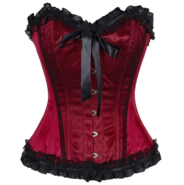 Ryan Satin Lace Overlay Burlesque Corset