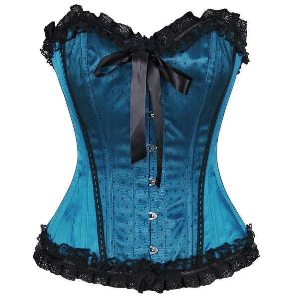 Reggie Satin Lace Overlay Burlesque Corset