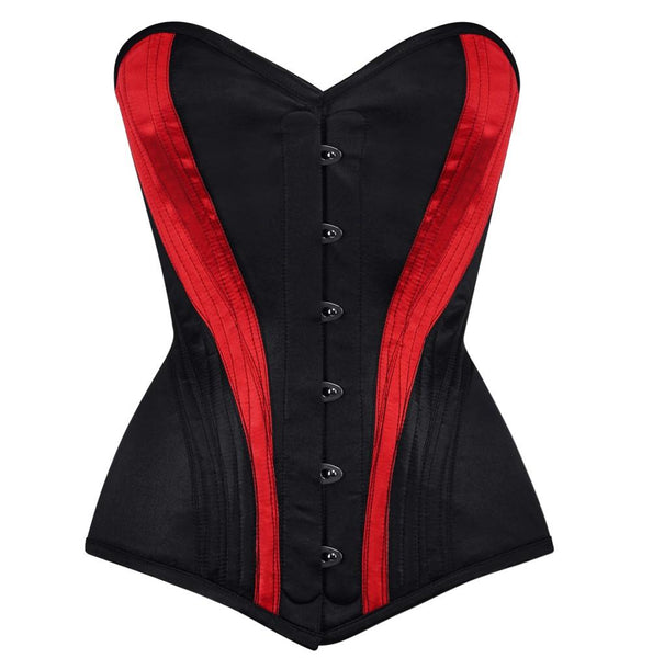 Nelly Satin Overbust Black/Red Corset