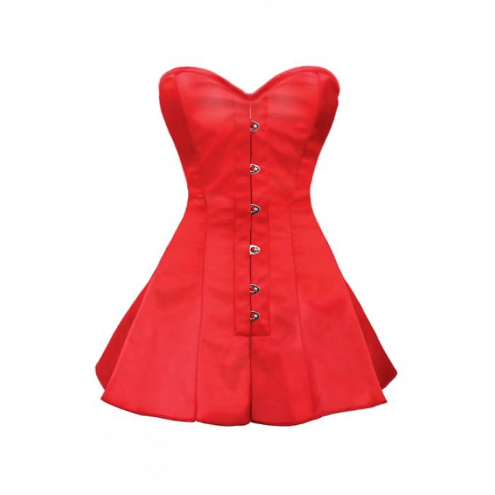 Niyah Gothic Steel Boned Corset Dress- Red Satin Overbust Corset Dress- Red Overbust Corset Corsets Queen EU Niyah Gothic Steel Boned Corset Dress- Red Satin Overbust Corset Dress- Red Overbust Corset Corsets Queen EU