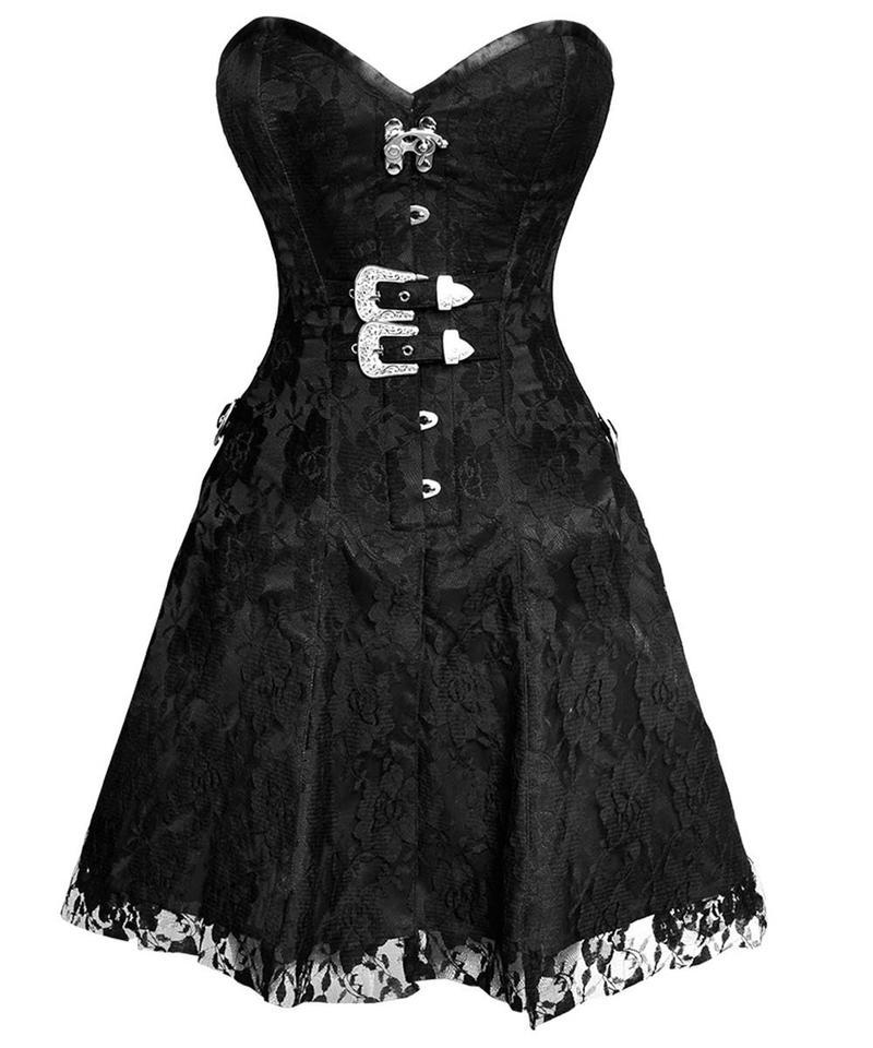 Noel Gothic Net Overlay Corset Dress- Black Satin Online Corset Dress For Plus Size Corsets Queen EU Noel Gothic Net Overlay Corset Dress- Black Satin Online Corset Dress For Plus Size Corsets Queen EU