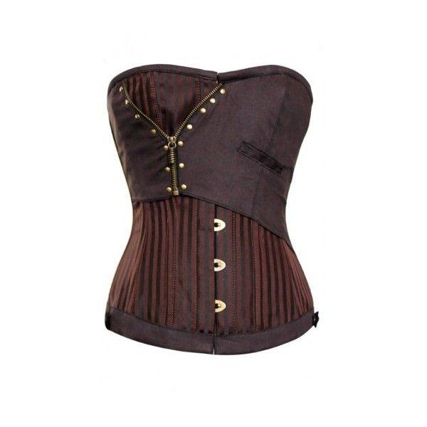 Sally Brown Jaquard Corset With Zip Detail