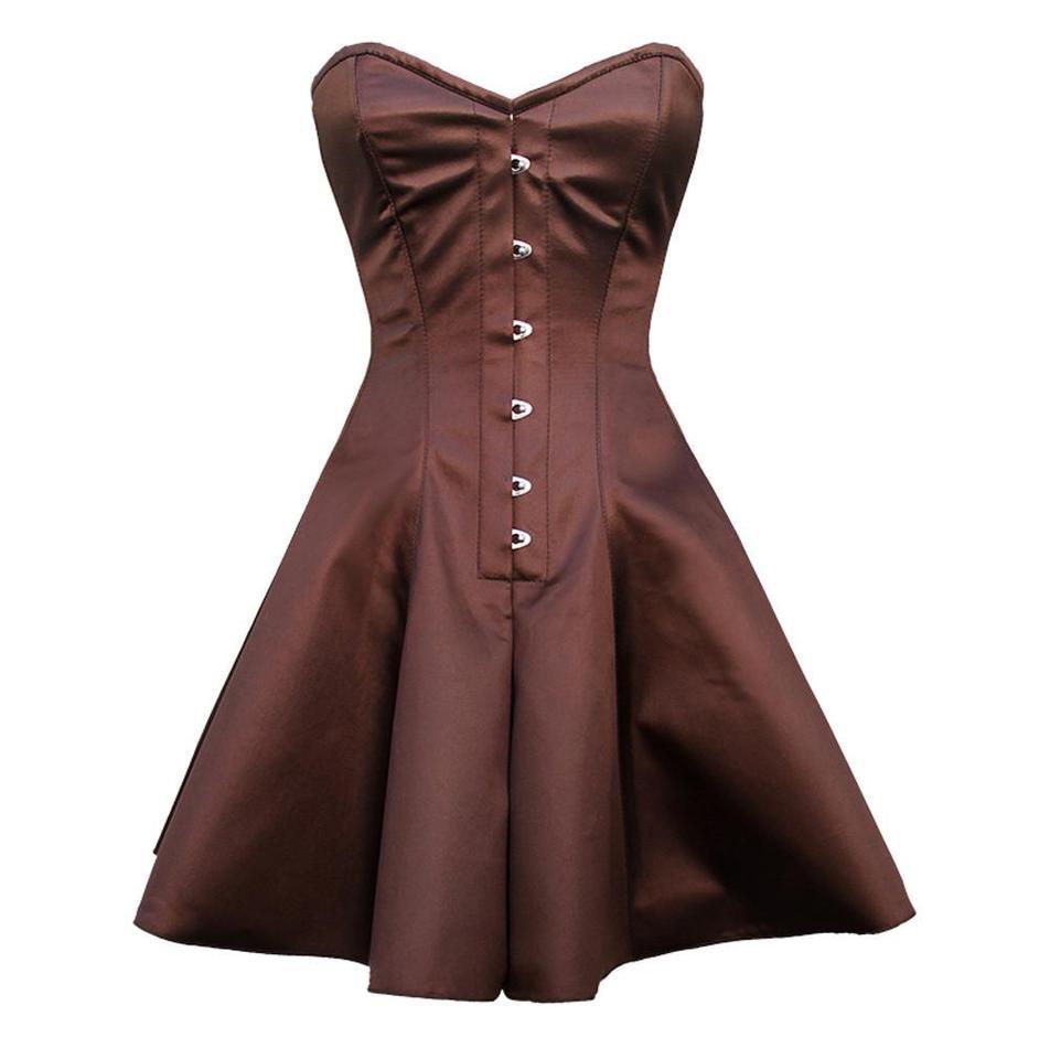 overbust corset dress Elegant Black Corset Dress - Overbust Bustier and High Slit Skirt