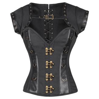 Wakanda Black Gothic Cotton Corset with Shrug