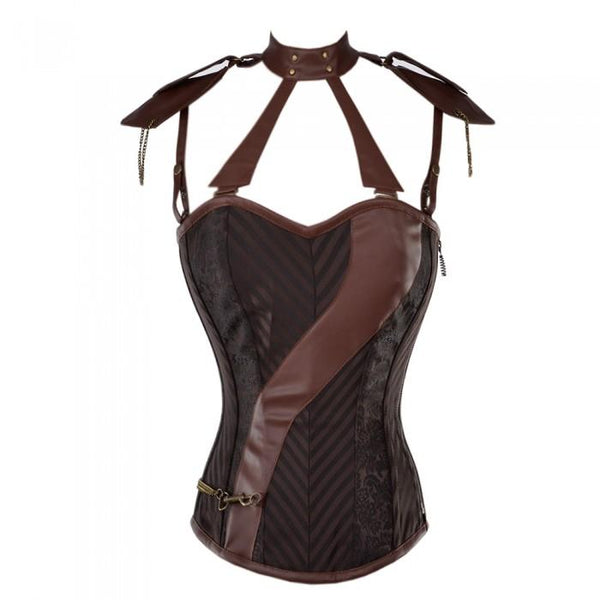 Whalen Steampunk Corset With Faux Leather Cage Straps