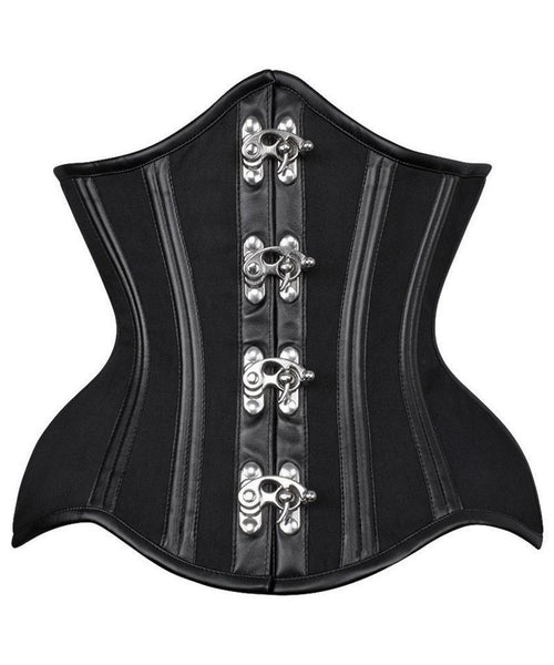 Kaizen Underbust Faux Leather Corset In Black Matte Vinyl - Burleska - Dark  Fashion Clothing