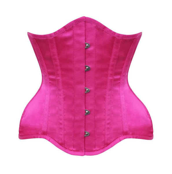 Lorenn Underbust Curvy Corset in Magenta Satin