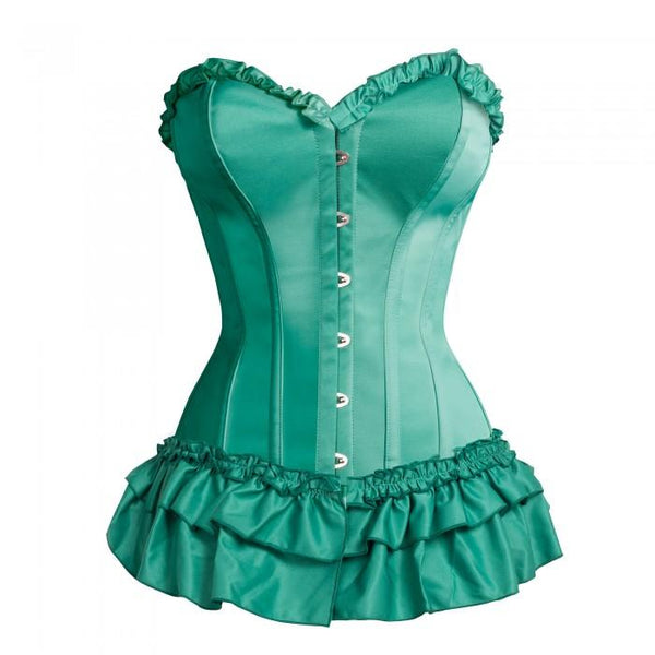 Rafael Green Peplum & Gathered Trims Corset