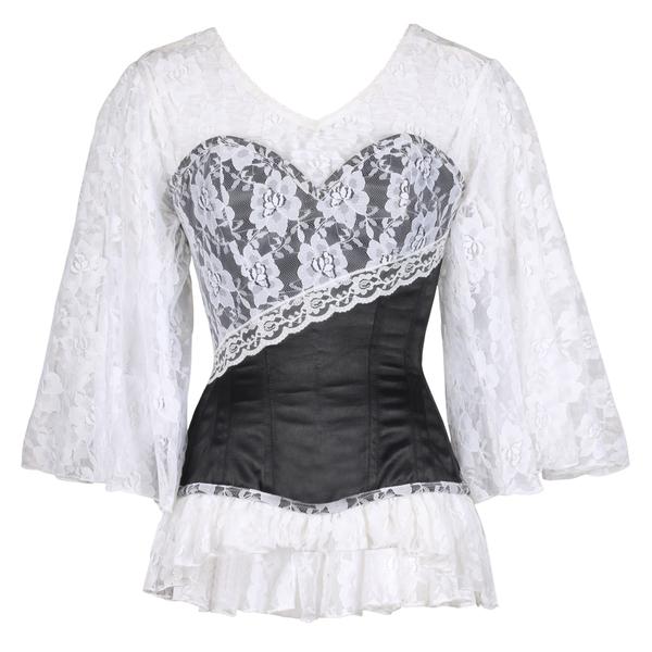 Dominic Laced Cloud Black Overbust Corset