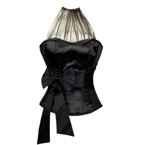 Aamanda Black Halterneck Corset With Bow Sash