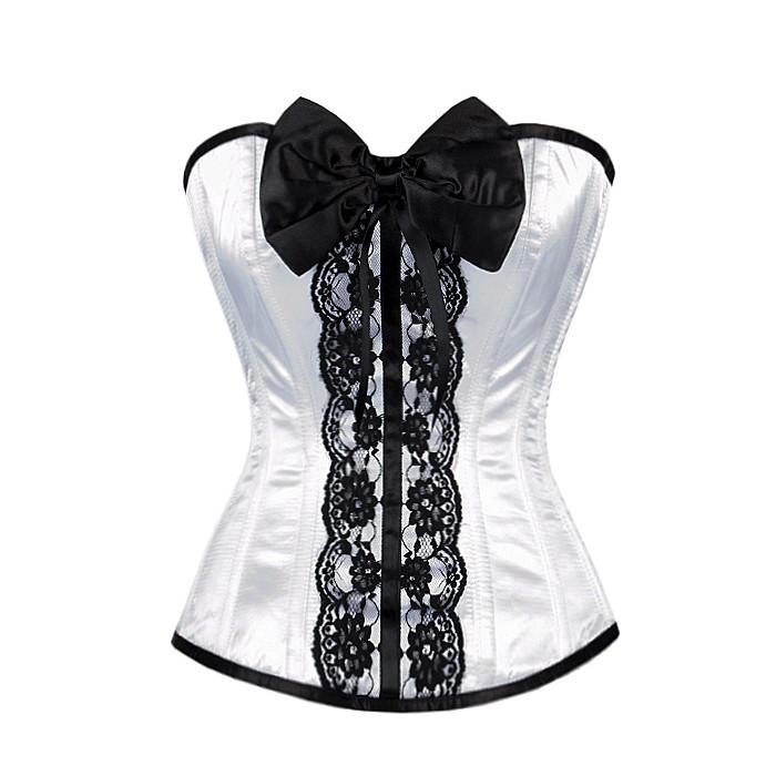 Hazard White Corset With Pretty Lace Embellished Steel Corset