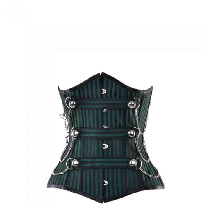 Marshlee Black And Green Striped Underbust With Chains