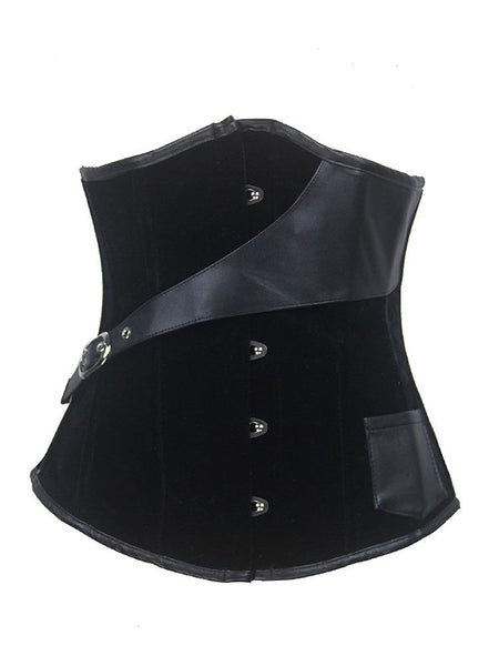 Lainani Black Velvet Underbust Corset with Strap