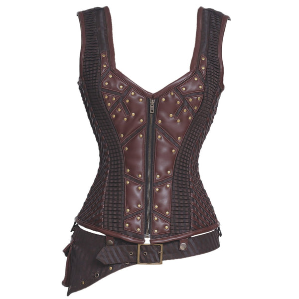 Alvinna Steampunk Overbust Corset with Shoulder Straps - Corsets Queen US-CA