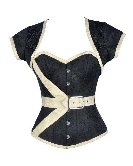 Matic Black & Ivory Brocade Overbust Corset With Jacket