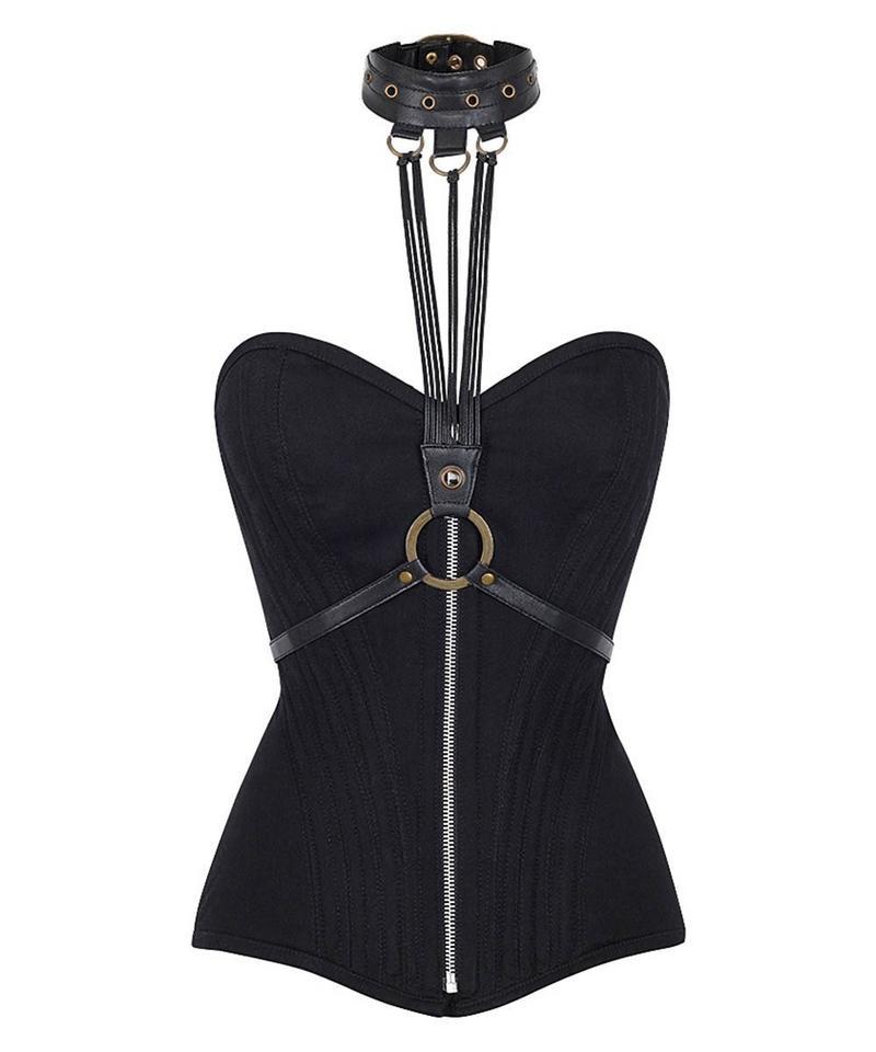 Malvine Overbust Cotton Corset With Neck Gear