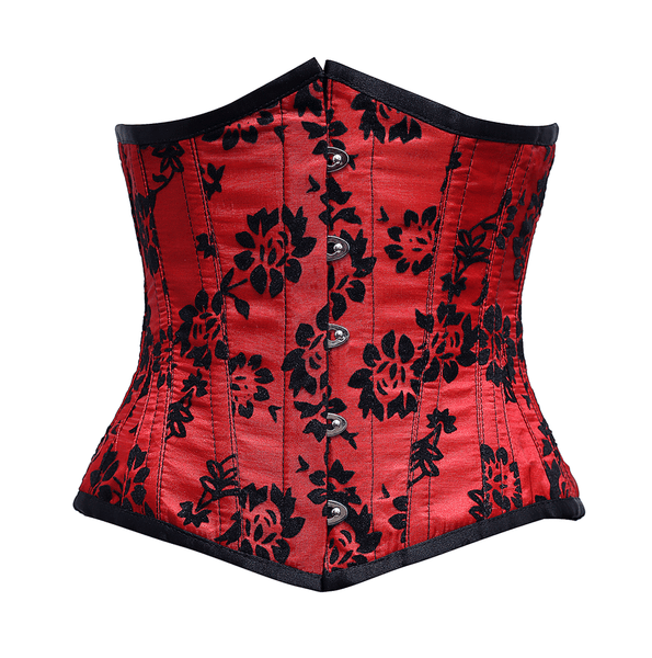 Crummer Red Underbust Corset In Tissue Flocking