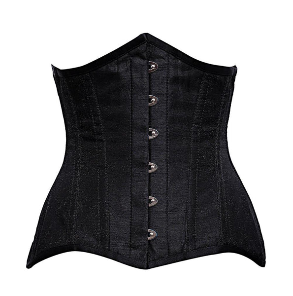 Alysyia Steel Boned Black Dupion Curvy Corset