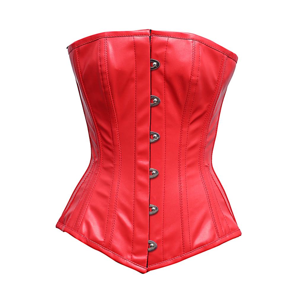 Pont Steel Boned Red Faux Leather Corset