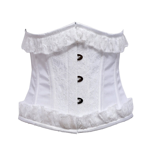 Logart White Satin Corset With Frill