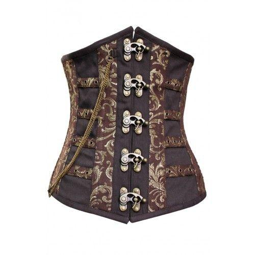 Lauraf Coffee Gold Steel Boned Underbust Corset