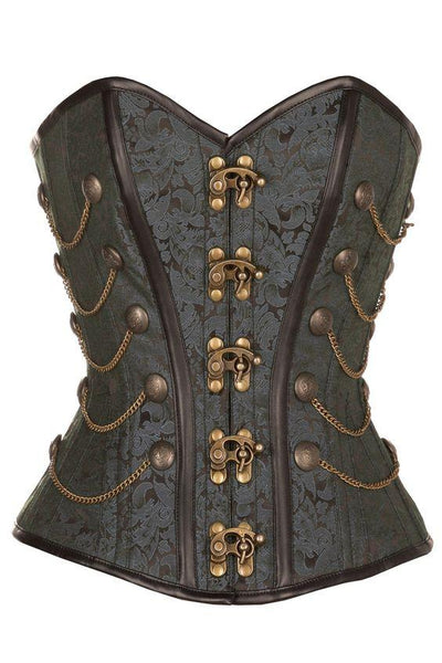 Wyile Black Steampunk Corset With Chains