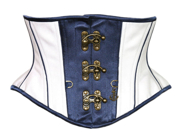 Rosel White & Blue Satin Sexy Underbust Corset