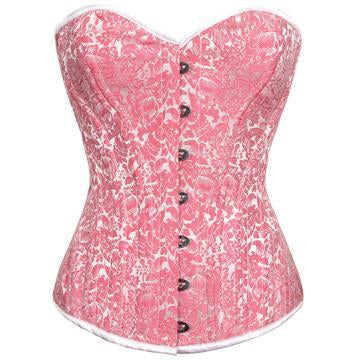 Lupion Pink Brocade Steel Boned Overbust Corset