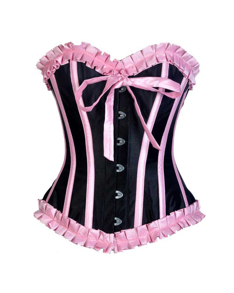 LILY BLACK TAFFETA WITH PINK FRILL-TRIM