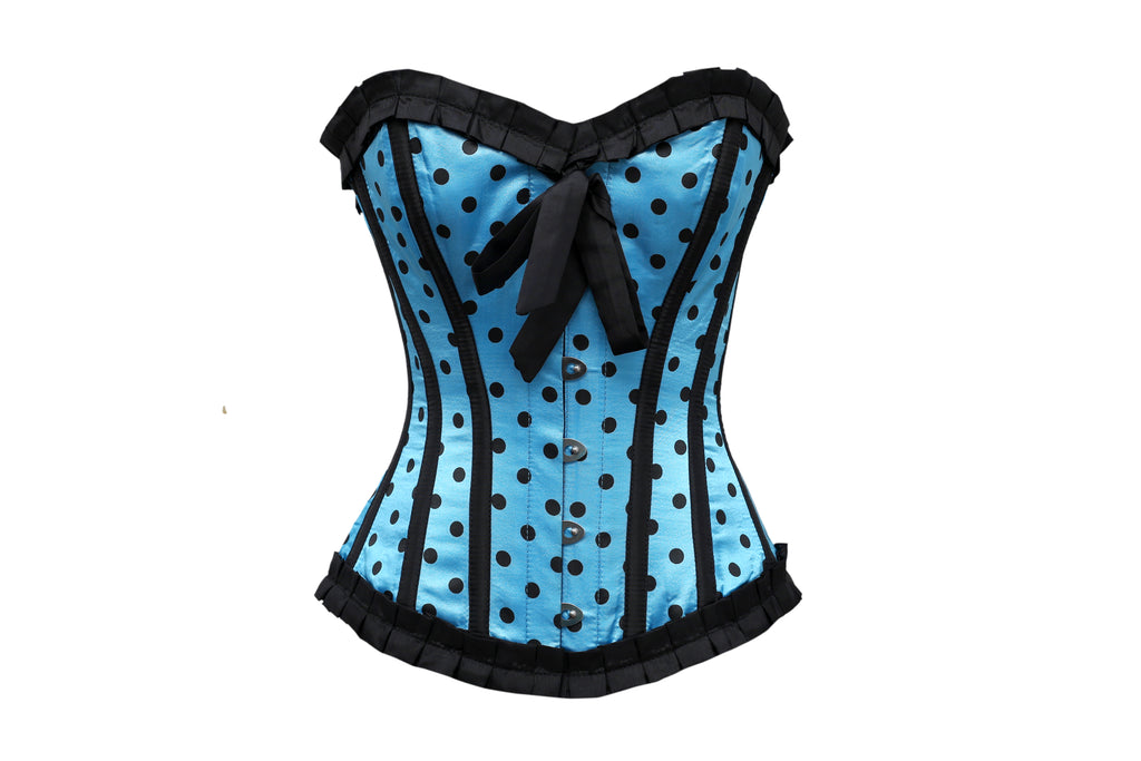 LILY TURQUOISE SATIN ON BLK POLKA DOT