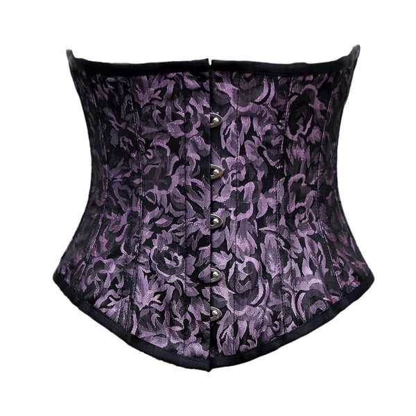 Beryl Lilac Black Brocade Steel Boned Underbust Corset