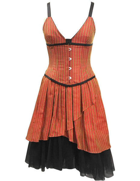 Sodlberg Orange Taffeta With Yellow Green Stripe Underbust Corset