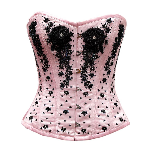 Gautrat Pink Satin Embroidery Overbust Corset