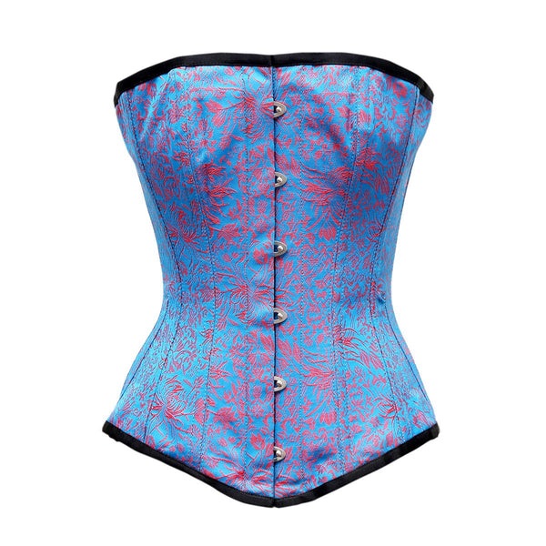 Maisi Red Turquoise Brocade Overbust Corset