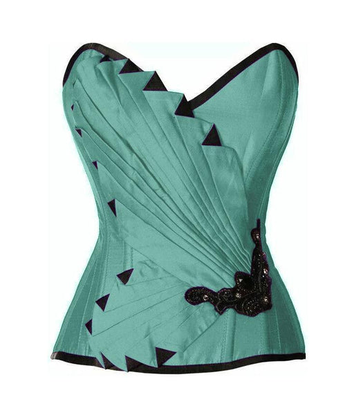 Cornelius Sea Green Satin/Taffeta Embroidered Overbust Corset