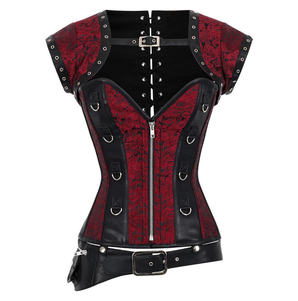 Marla Brocade & Faux Leather Gothic Corset