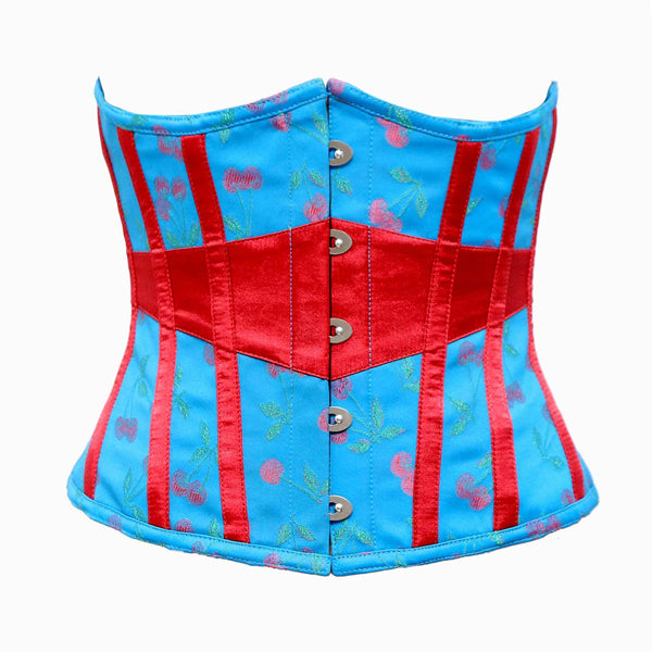 Djkovic Turquoise Brocade Cherry Weaving Underbust Corset