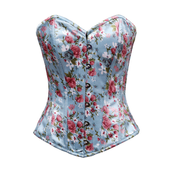 Laurent Floral Print Satin Overbust Corset