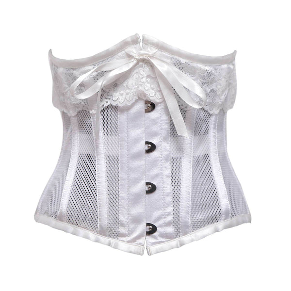 Bilst White Mesh & White Satin Lace Underbust Corset